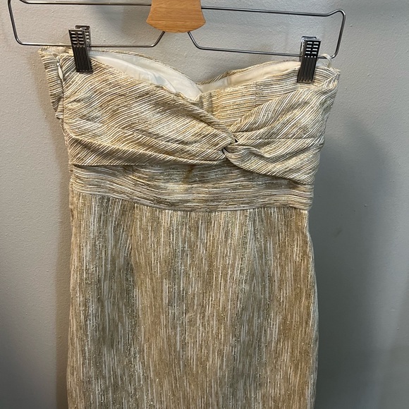 Tibi Gold Metallic Strapless Mini Cocktail Dress. NWT - Picture 2 of 4